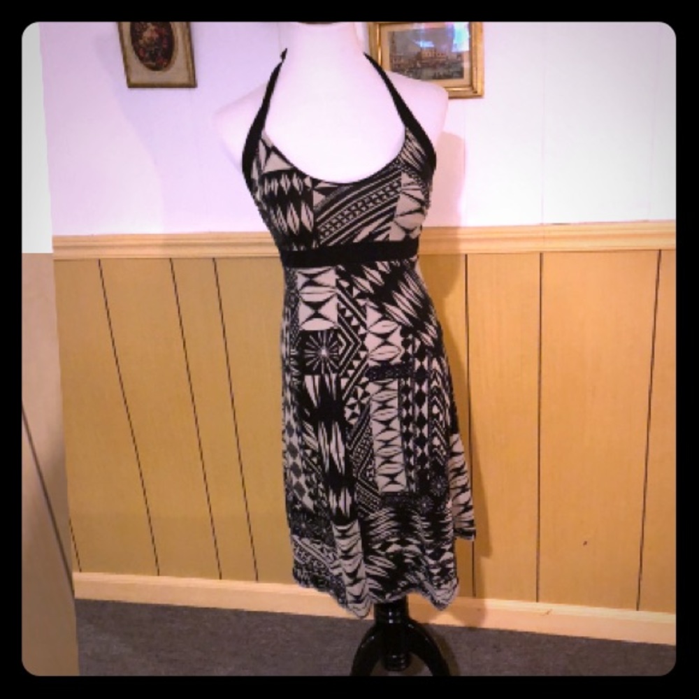 Patagonia Black and Cream Geometric Midi Dress